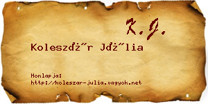 Koleszár Júlia névjegykártya